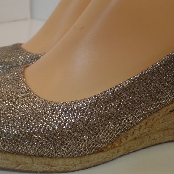 White Mountain Sparkling Wedge Espadrilles Sz 8 Buckle Closure Manmade Materials - Picture 3 of 15